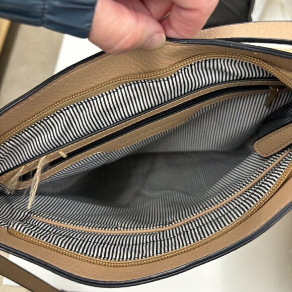 Louenhide Crossbody Bag Vegan Leather Three Pocket Zip Closure Snap Closure - Picture 9 of 12